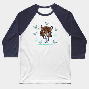 Tiger & Butterfly On Nose Baseball T-Shirt